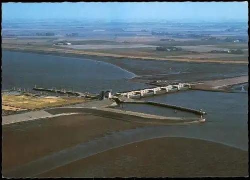 Wesselburenerkoog Eidersperrwerk mit Abschlußdamm Luftaufnahme  Nordwesten 2000