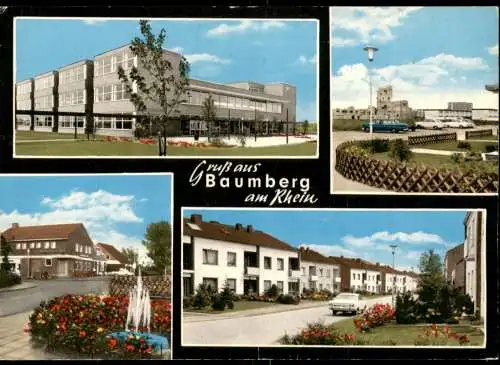 Baumberg (am Rhein) Mehrbildkarte mit Ortsansichten, Straßen, Schule 1970