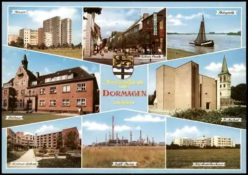 Ansichtskarte Worms Fabrik Erdöl Chemie, Krankenhaus, Hochhäuser 1975