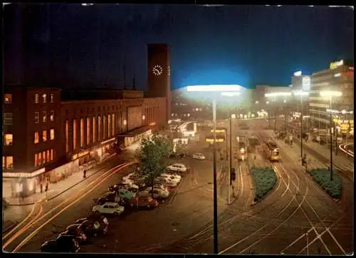 Ansichtskarte Düsseldorf Hauptbahnhof bei Nacht 1981