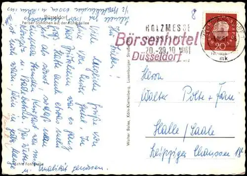 Ansichtskarte Düsseldorf Pariser Stühlchen auf der Königsallee 1961