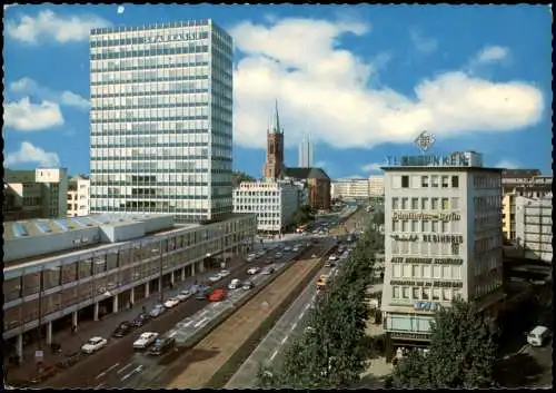 Düsseldorf Berliner Allee, Hochhaus der Sparkasse, Strassen-Verkehr 1969