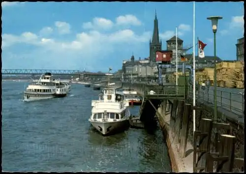 Ansichtskarte Düsseldorf Rheinpartie, Rhein-Schiffe / Dampfer 1980