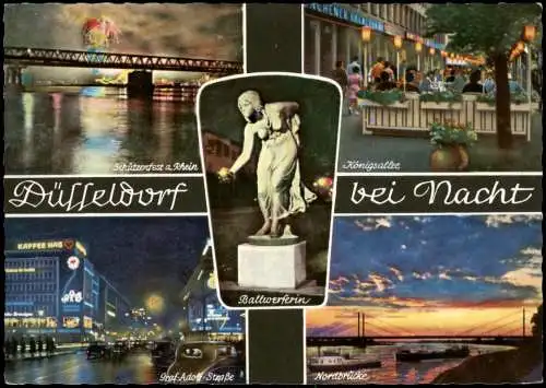 Düsseldorf Mehrbildkarte Nacht  Schützenfest, KÖ, Graf-Adolf-Str. 1960