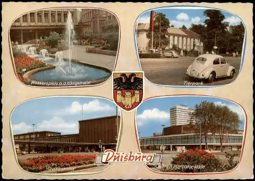 Düsseldorf Mehrbild  VW Käfer, Wasserspiele a.d.Königstraße Mercator-Halle 1964
