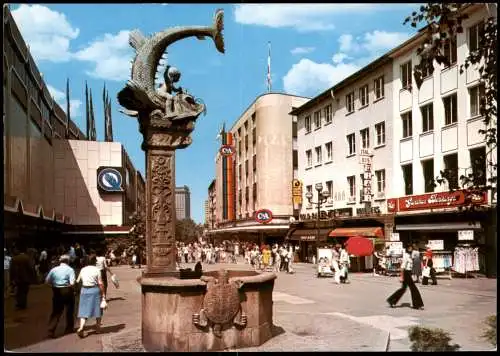 Ansichtskarte Duisburg Fußgängerzone Münzstraße Geschäfte 1975