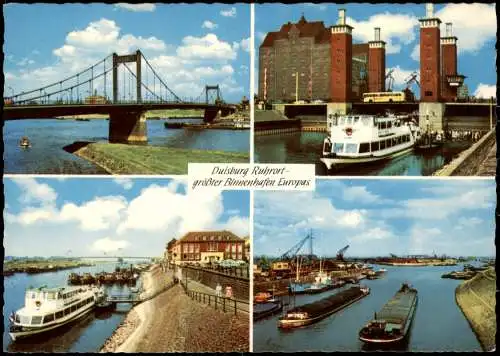 Ruhrort-Duisburg Mehrbild-AK Ruhrort-Hafen größter Binnenhafen Europas 1968