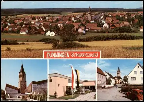 Ansichtskarte Dunningen Mehrbildkarte Ortsansichten VW Käfer Kirche 1972