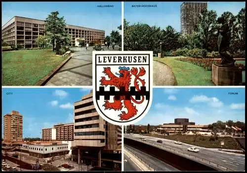 Leverkusen Mehrbild-AK ua. mit HALLENBAD BAYER-HOCHHAUS FORUM 1980