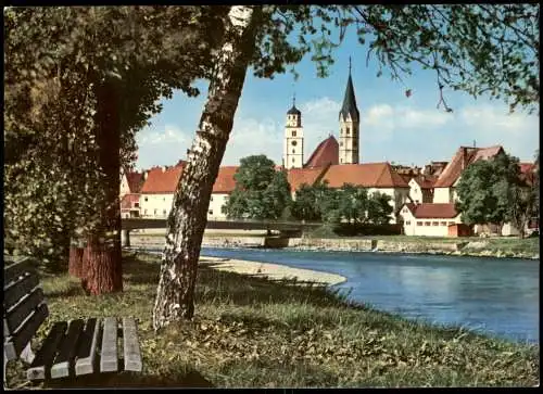 Ansichtskarte Lauingen (Donau) Ortsansicht, Fluss Partie 1978/1976