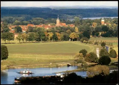 Eldenburg-Lenzen (Elbe) Panorama-Ansicht Blick vom Höhbeck zur Elbe Fähre 2000