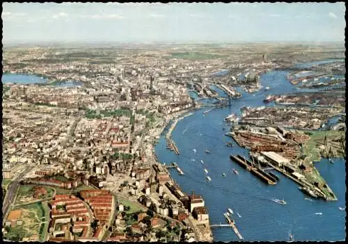Ansichtskarte Hamburg Luftbild Stadtgebiet und Hafen 1978