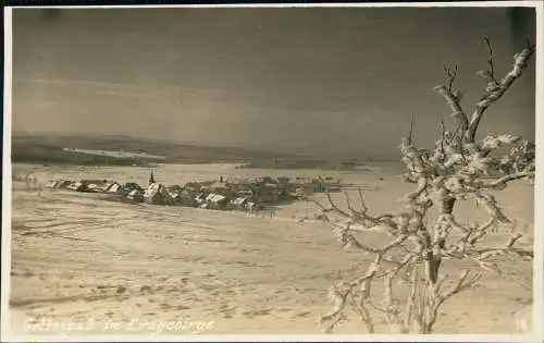 Gottesgab  Erzgebirge Boží Dar Stadt im Winter Böhmen Bohemia 1928 Privatfoto