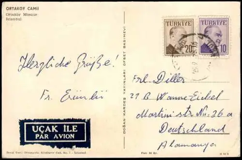 Istanbul Konstantinopel Constantinople Ortaköy Mosque Moschee 1967 Par Avion