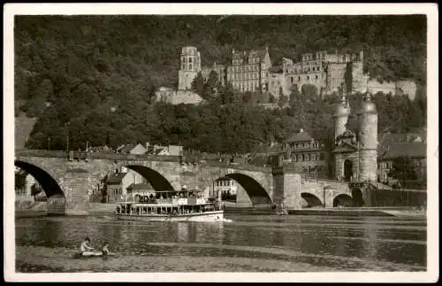 Heidelberg Alte Neckarbrücke und Schloß Foto Ansichtskarte g1957
