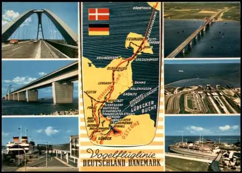 Ansichtskarte Fehmarn (Insel) Brücken, Luftbilder, Hafen, Dampfer 1964