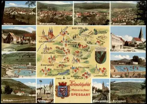 Spessart  u.a. Horbach, Flörsbach, Roßbach,  Landkarte uvm. 1965