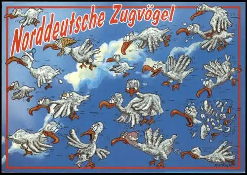 Norddeutsche Zugvögel, Vogel & Vögel, lustige Motivkarte 2000