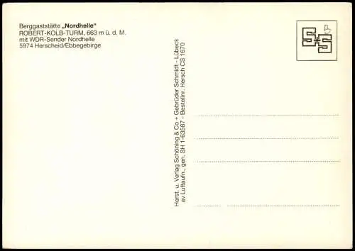 Herscheid Luftbild ROBERT-KOLB-TURM mit WDR-Sender Nordhelle 1978
