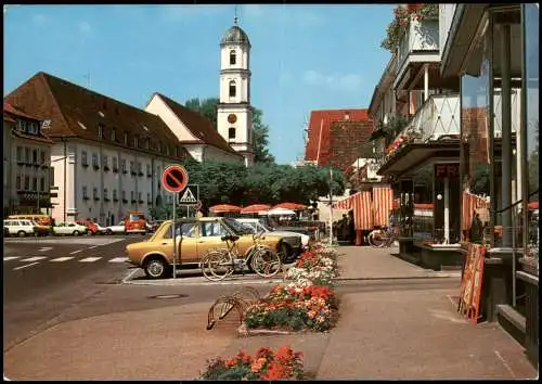 Langenargen am Bodensee Marktplatz, Auto-Parkplatz, Geschäfte 1980