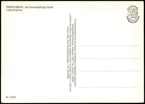 Dinkelsbühl Luftbild Gesamtansicht vom Flugzeug aus, Luftaufnahme 1975