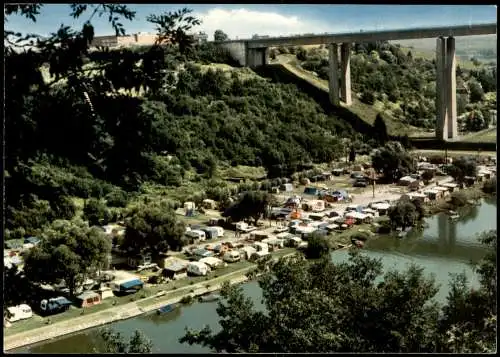 Ansichtskarte Limburg (Lahn) Campingplatz, Autobahn-Brücke 1975