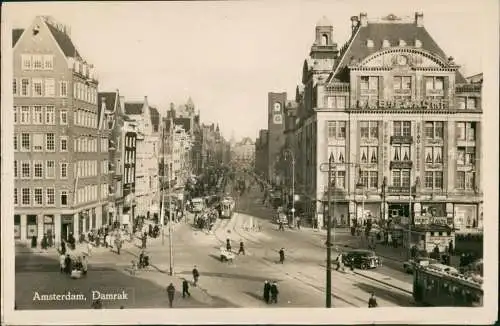 Postkaart Amsterdam Amsterdam Damrak - Straßenbahn 1956 Leporello