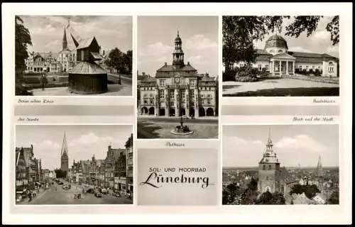 Ansichtskarte Lüneburg Rathaus Beim alten Kran Am Sande Mehrbild 1952