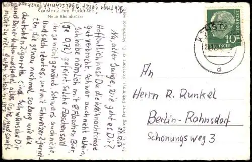 Ansichtskarte Konstanz Neue Rheinbrücke 1956
