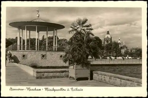 Ansichtskarte Döhren-Wülfel-Hannover Musikpavillon und Rathaus 1940