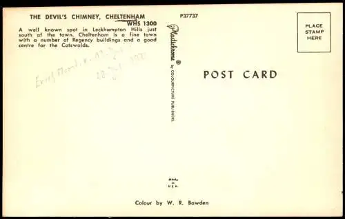 Postcard Cheltenham The Devils Chimney - USA 1962