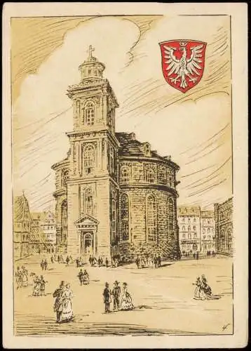 Frankfurt am Main Paulskirche - Künstlerkarte Heraldik 1948  gel. Sonderstempel