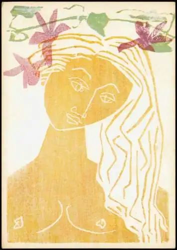 Künstlerkarte: Gemälde / Kunstwerke WALTER ARNOLD (geb. 1909) Mädchenkopf 1968