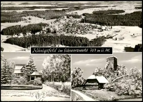 Königsfeld im Schwarzwald Mehrbildkarte Winter mit 3 Ortsansichten 1978