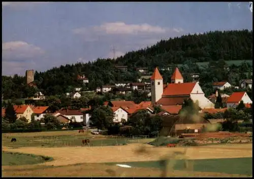 Chammünster-Cham (Oberpfalz) Ortsansicht mit Marienmünster Ödenturm 1988