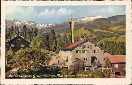AK Riezlern Vorarlberg Grenzwirtshaus, Walserschanz 1936  Mischfrankatur