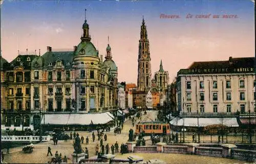 Postkaart Antwerpen Anvers Le canal au sucre 1917  gel. Feldpoststempel Wetzlar