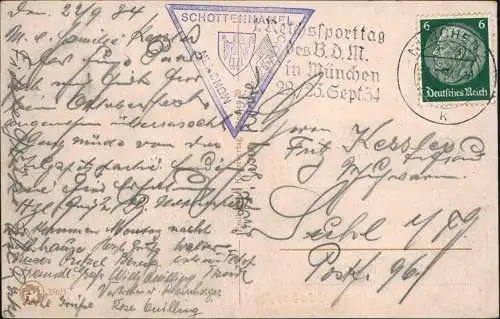 Ansichtskarte München Oktoberfest Künstlerkarte 1934 Stempel Schottenhammel