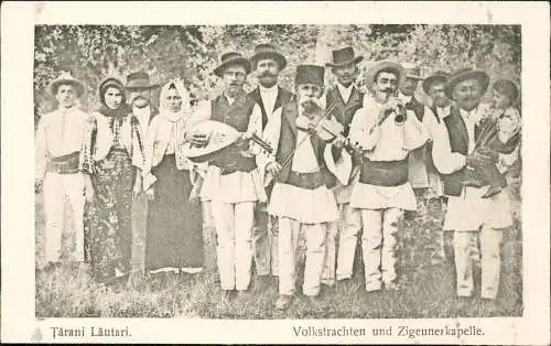 Rumänien România Trachten Typen   Zigeunerkapelle. Țărani Lăutari. 1916