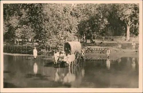 Ansichtskarte  Missionar auf der Predigtreise (Ost Indien) Ochsenkarren 1940