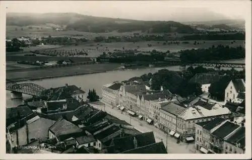 Ansichtskarte Braunau am Inn Straßenblick - Brücke, Fotokarte 1931