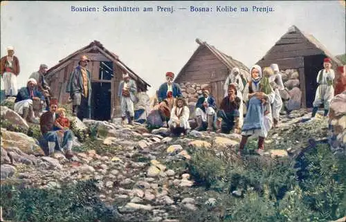 Bosnien Herzegowina Hütte Prenj. 1915  gel KuK Feldpoststempel Festung Sarajevo
