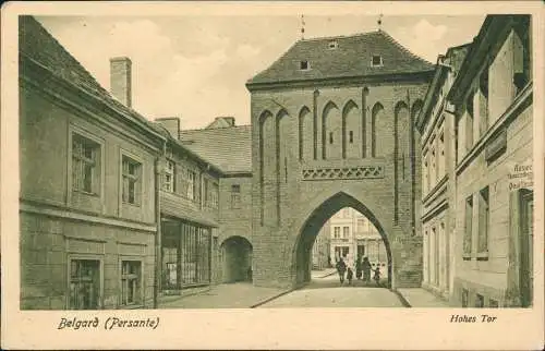 Postcard Belgard an der Persante Białogard Hohes Tor - Geschäft 1924
