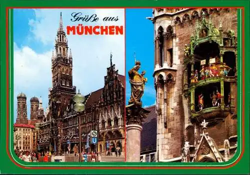München Rathaus und Glockenspiel  Ansichtskarte 1988