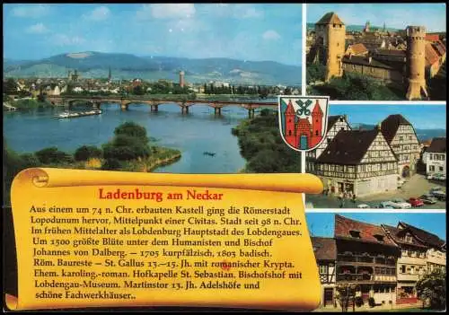 Ansichtskarte Ladenburg (Neckar) Mehrbildkarte mit Ortsansichten 1980