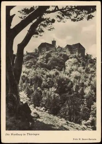 Ansichtskarte Eisenach Blick durch den Wald auf die Wartburg 1940