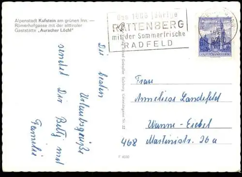 Ansichtskarte Kufstein Gaststätte „Auracher Löchl" 1966