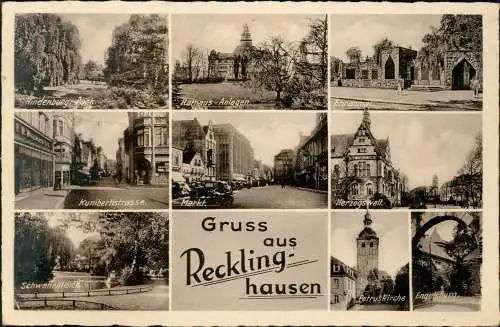 Ansichtskarte Recklinghausen Mehrbild: Ehrenmal, Kunibertistraße u.a. 1939