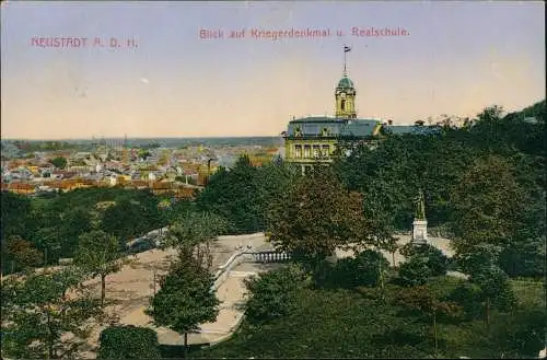 Neustadt an der Weinstraße  Haardt Blick auf Kriegerdenkmal u. Realschule. 1918