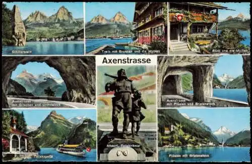 Ansichtskarte Axenstrasse-Flüelen Axenstrasse - Mehrbild AK 1965